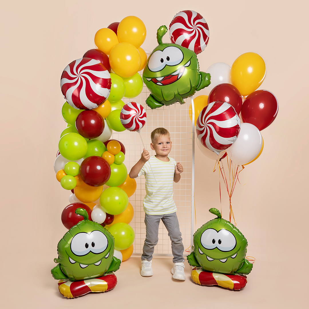 Шар (18''/46 см) Круг, Леденец, Красный, 1 шт.