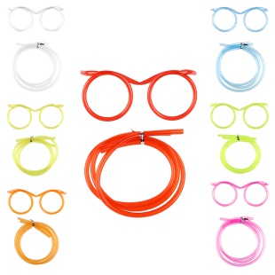 Трубочки Очки для коктейлей (пластик), 7 цветов в ассортименте, 1 шт. в упак. 