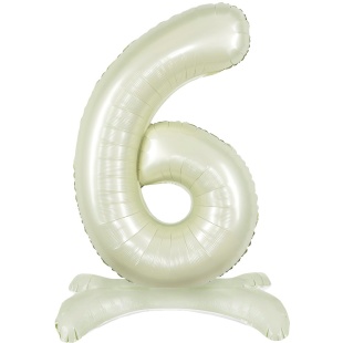 Шар (32''/81 см) Цифра на подставке, 6, Белый песок, 1 шт. в уп.