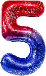 Шар (40''/102 см) Цифра, 5 Героическая тема, Красный/Синий, 1 шт. в уп.
