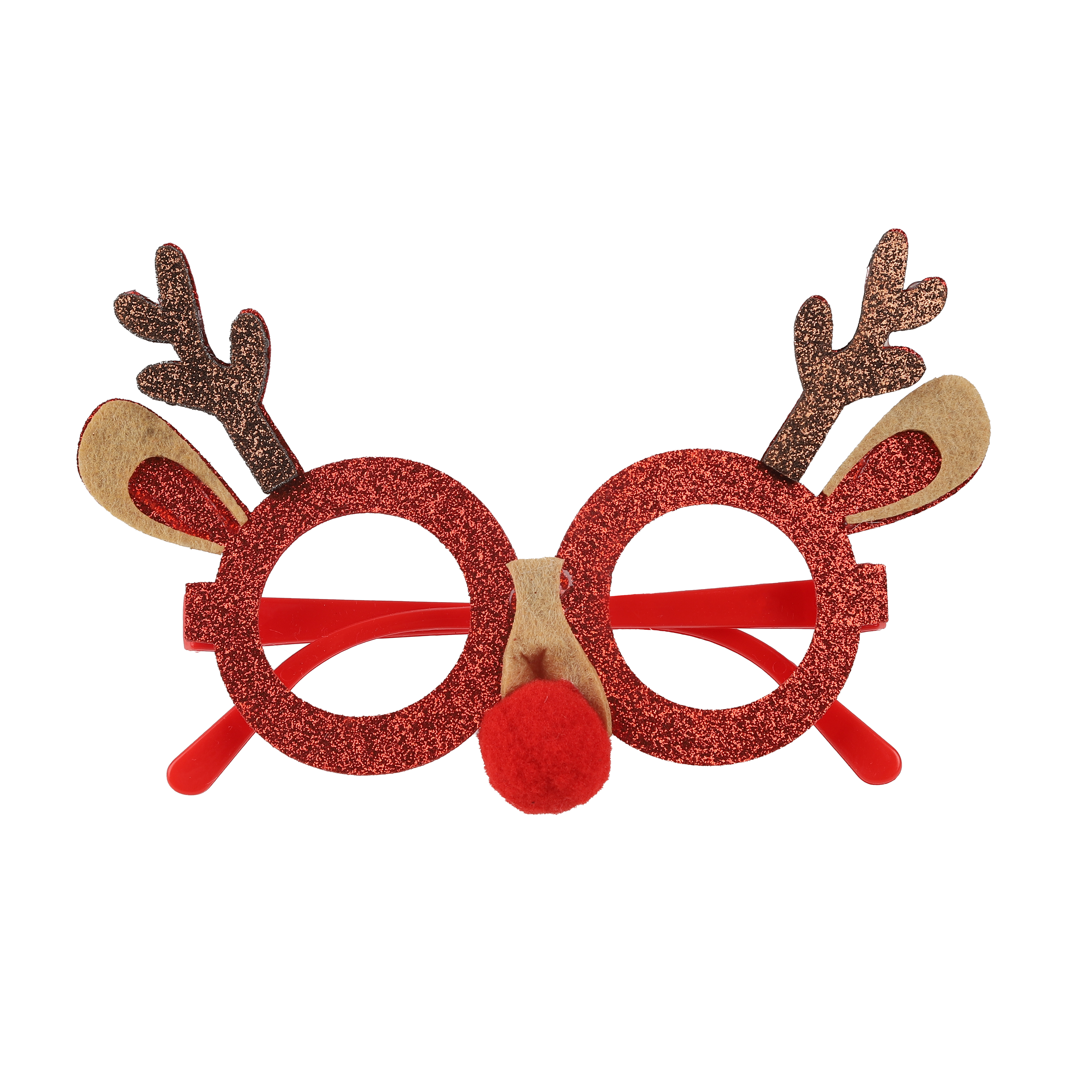 Очки, Оленьи рожки с носиком, Красный/Коричневый, 1 шт. 