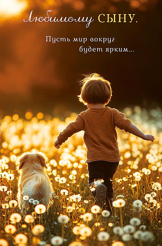 Открытка, Любимому Сыну, 12,1*18,3 см, 5 шт.