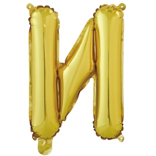 Шар с клапаном (16''/41 см) Мини-буква, И, Золото, 1 шт. в уп.