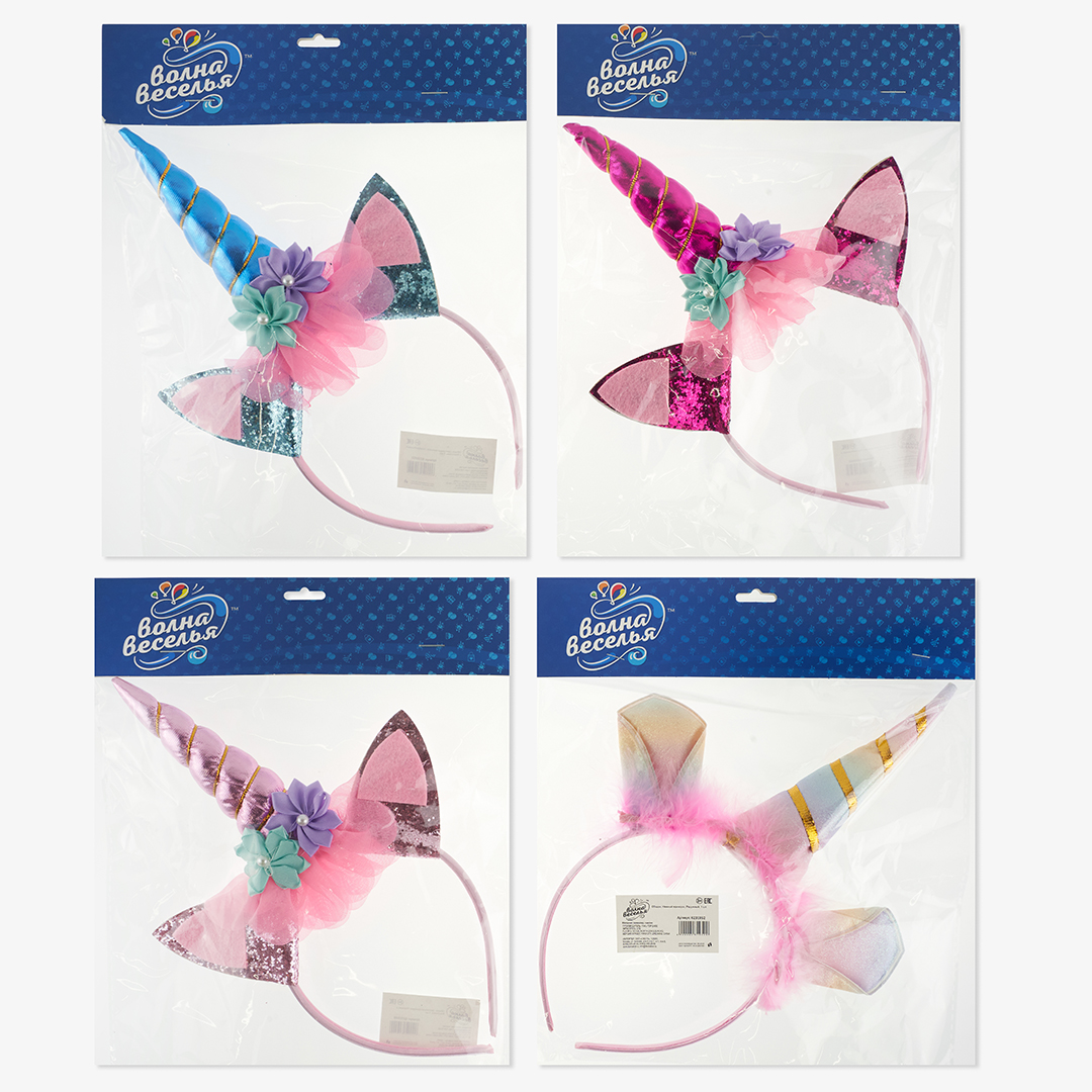 Ободок, Нежный единорог, Радужный, 1 шт. 