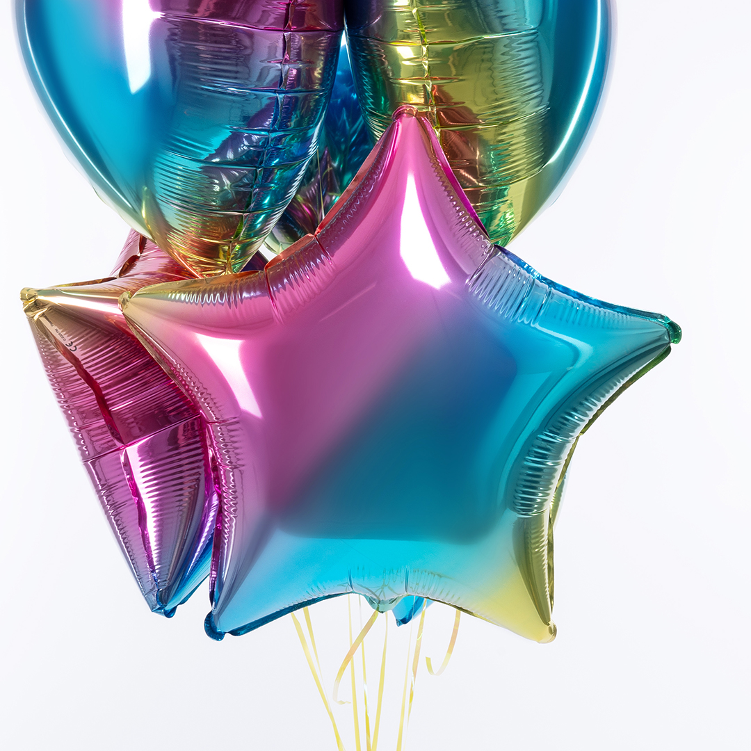 Шар (18''/46 см) Звезда, Нежная радуга, Градиент, 1 шт.