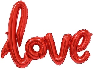Шар (22''/56 см) Фигура, Надпись "Love", Красный, 1 шт. в уп.