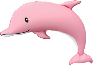 Шар (46''/117 см) Фигура, Дельфин, Розовый, Сатин, 1 шт.