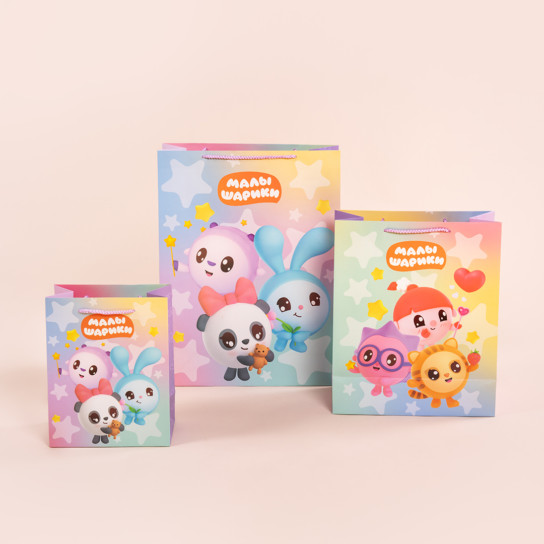 Пакет подарочный, 210гр, Малышарики, 32*26*12 см, 1 шт.