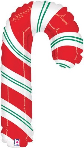 Шар (14''/36 см) Мини-фигура, Леденец трость, Красный, 1 шт.