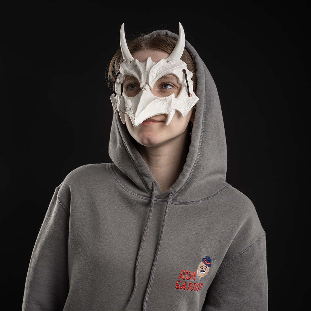 Карнавальная маска, Костяной демон, Белый, 18*20 см, 1 шт. 