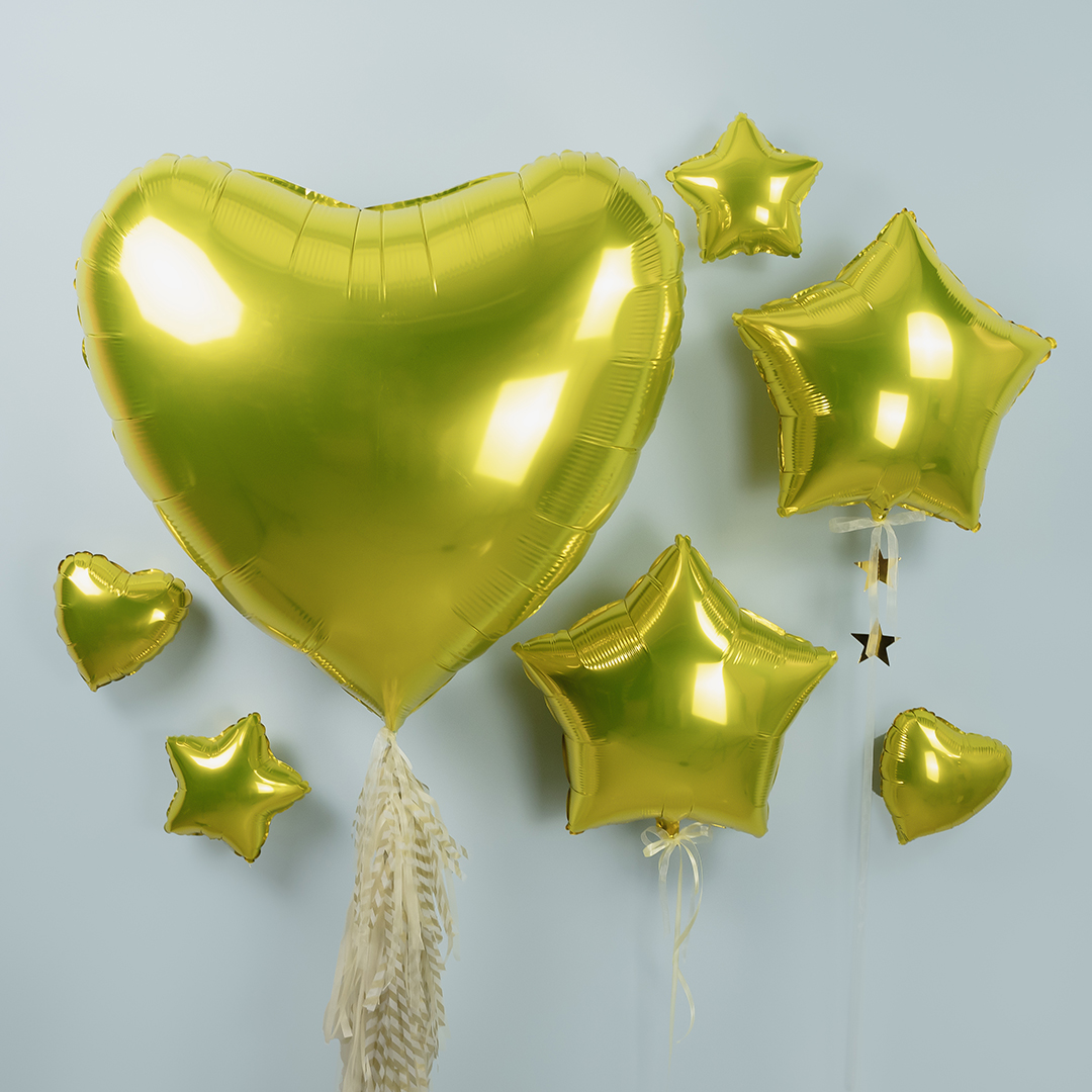 Шар (9''/23 см) Мини-сердце, Желтый, 1 шт.