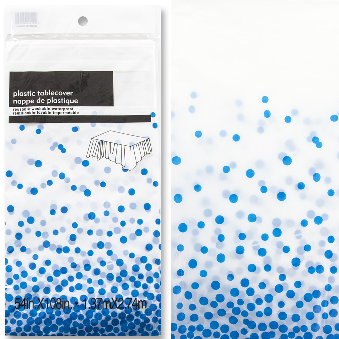 Скатерть одноразовая, Конфетти, Белый/Голубой, 137*274 см, 1 шт.