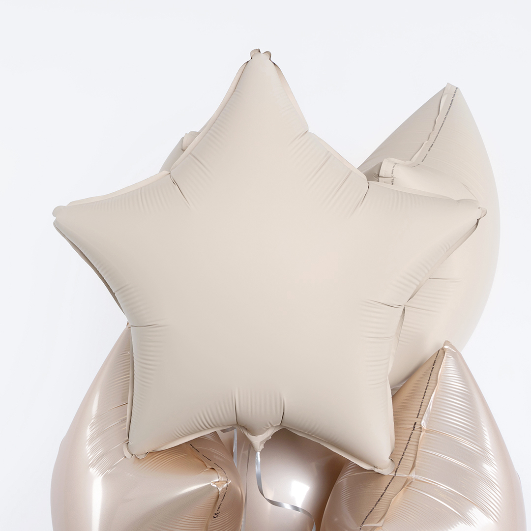 Шар (18''/46 см) Звезда, Кремовый Латте, Матовый, 1 шт.