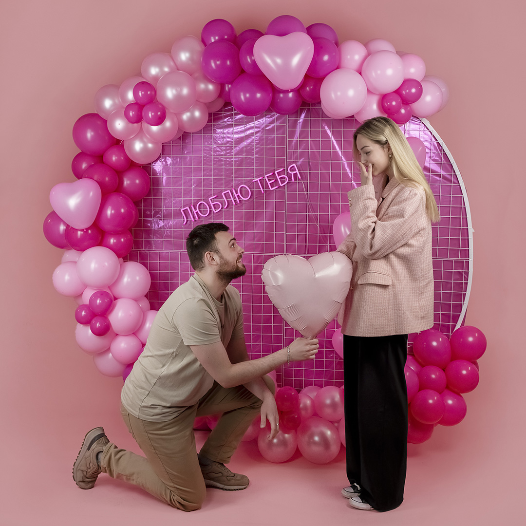 Шар (10''/25 см) Сердце, Розовый, пастель, 100 шт.