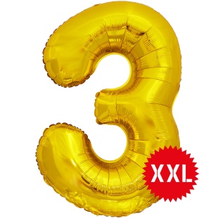 Шар (50''/127 см) Цифра, 3 XXL, Золото, 1 шт. в уп.