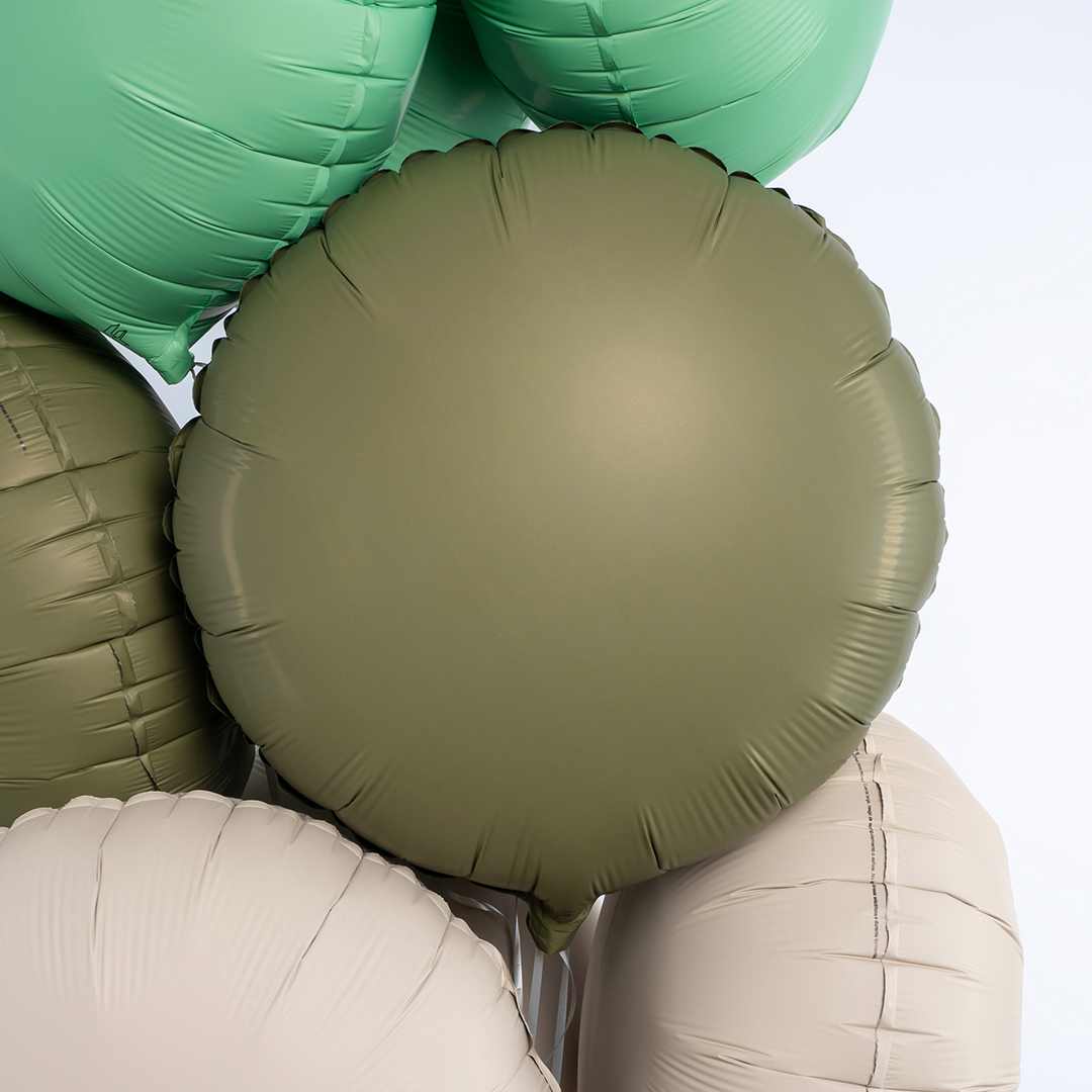 Шар (18''/46 см) Круг, Оливковый, Матовый, 1 шт.