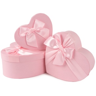 Набор коробок Сердце, с бантом, Розовый, 22*20*9 см, 3 шт. в упак. 