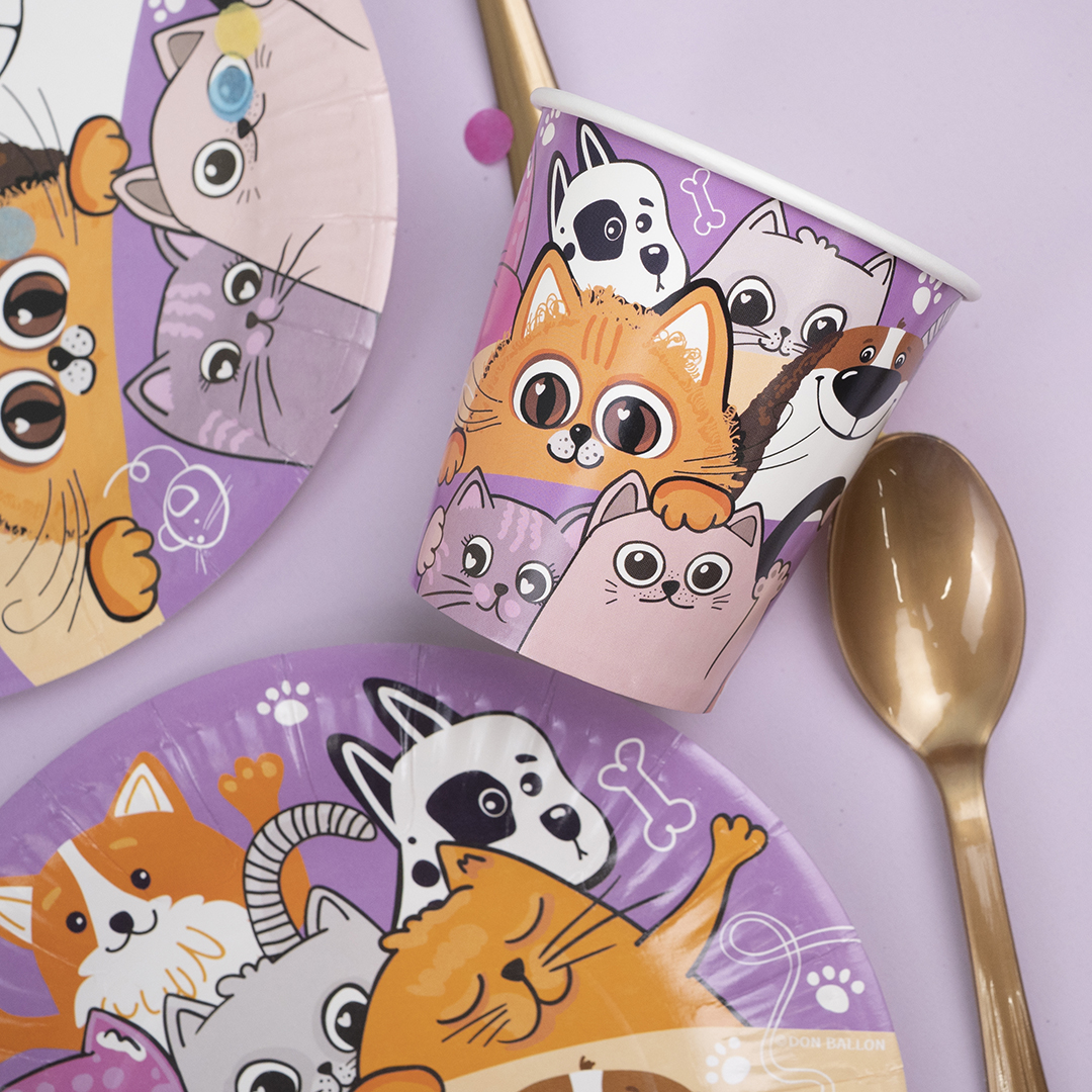 Тарелки (7''/18 см) Кошечки Собачки, 6 шт.