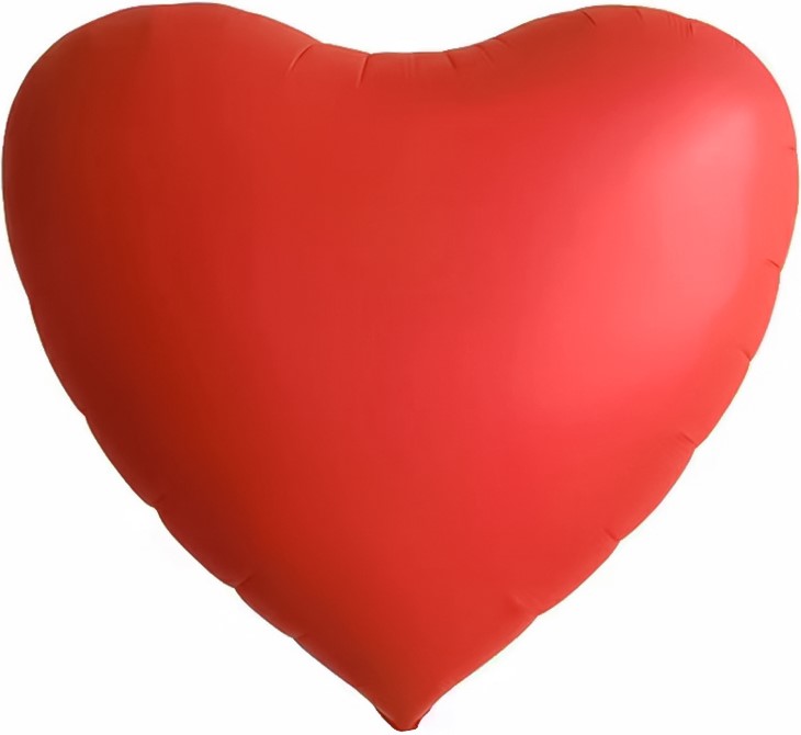 Шар (63''/160 см) Сердце, Красный, Сатин, 1 шт. в уп.
