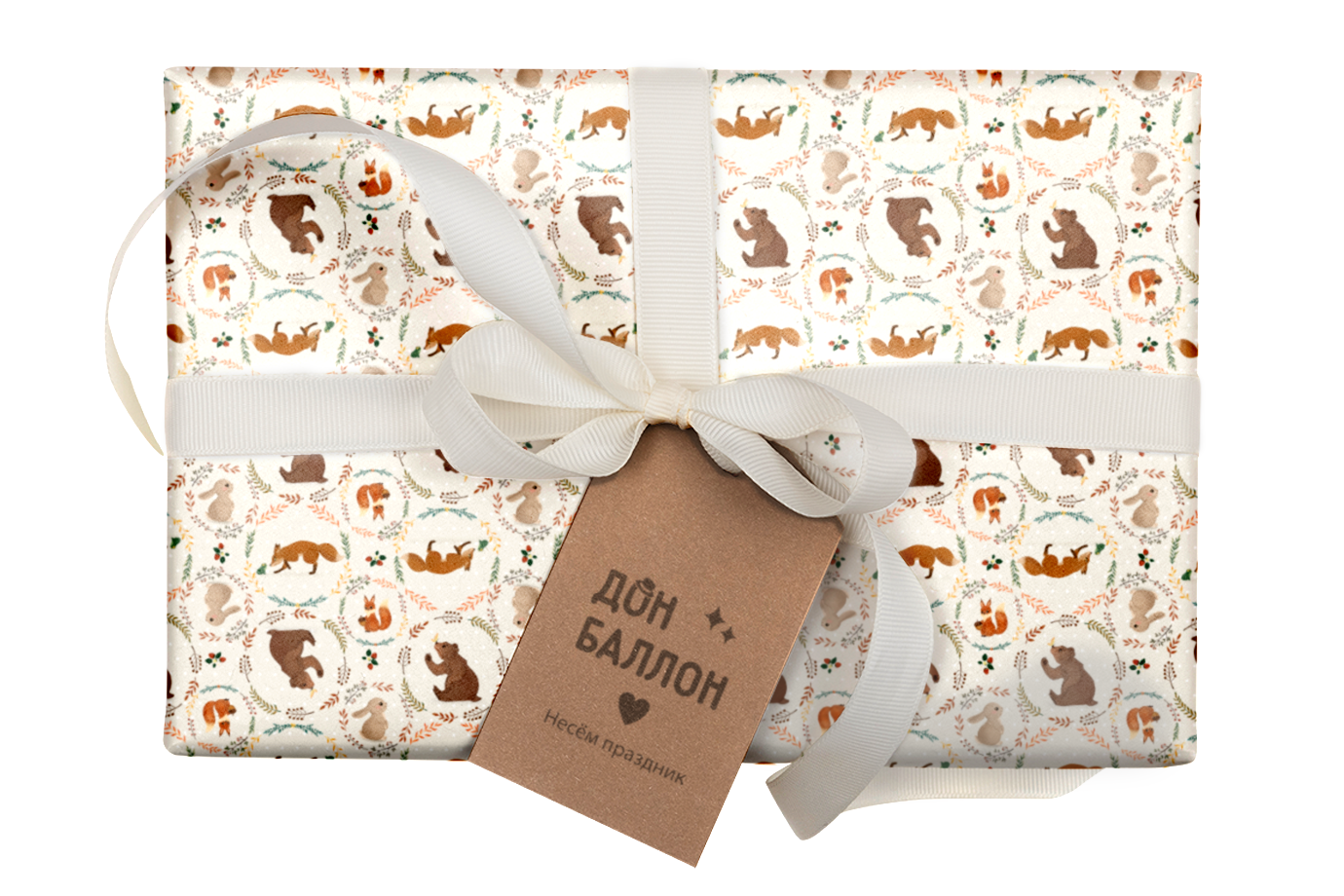 Упаковочная бумага 70гр (0,7*1 м) Лесные животные, 10 шт.