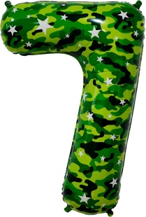 Шар (34''/86 см) Цифра, 7, Камуфляж, 1 шт. в уп.