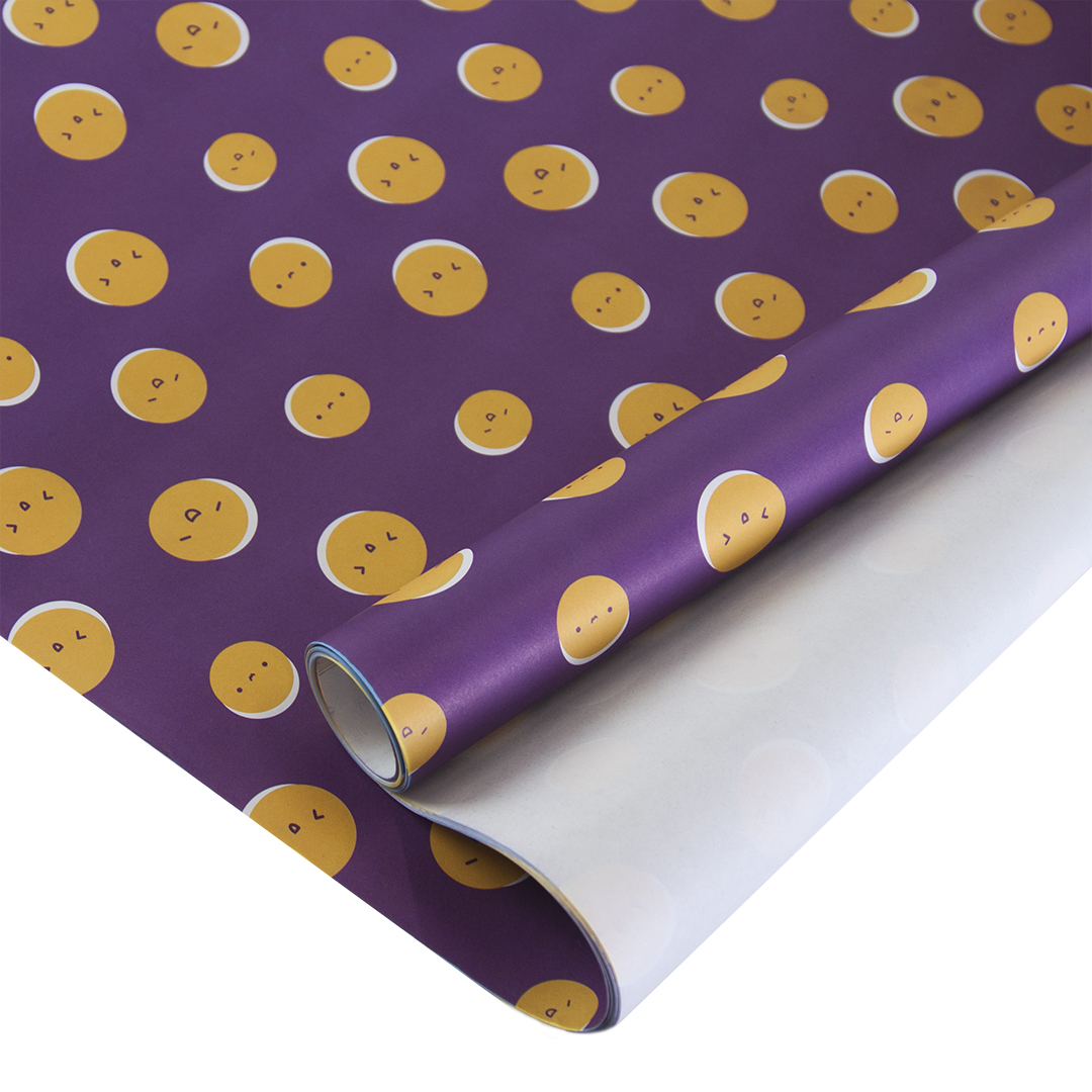 Упаковочная бумага 80гр (0,7*1 м) Смайлики, Сиреневый, 10 шт.