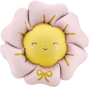 Шар (41''/104 см) Цветок, Солнышко, Розовый, Сатин, 1 шт. в уп.