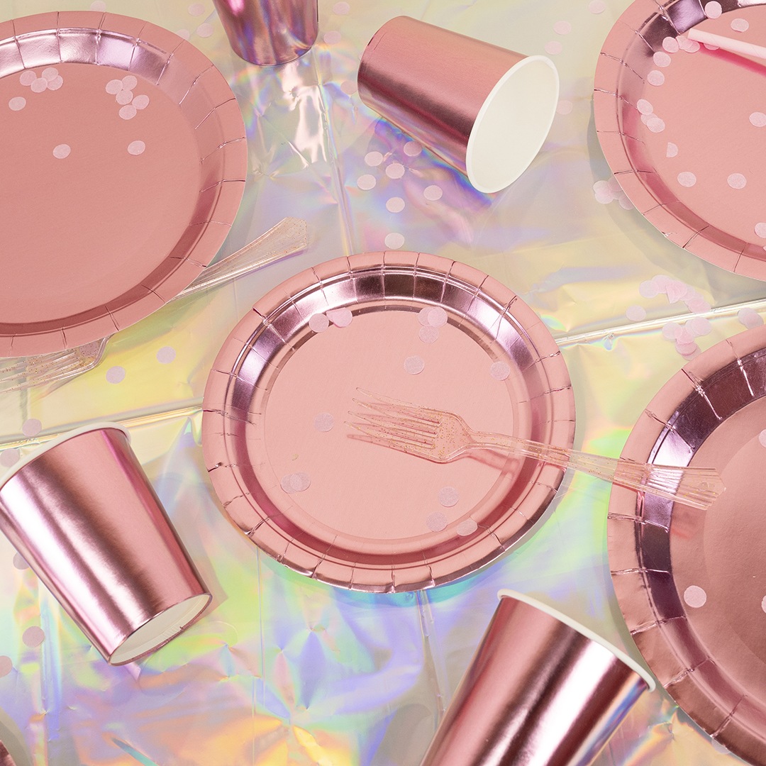 Стаканы (250 мл) Розовый, Металлик, 6 шт.