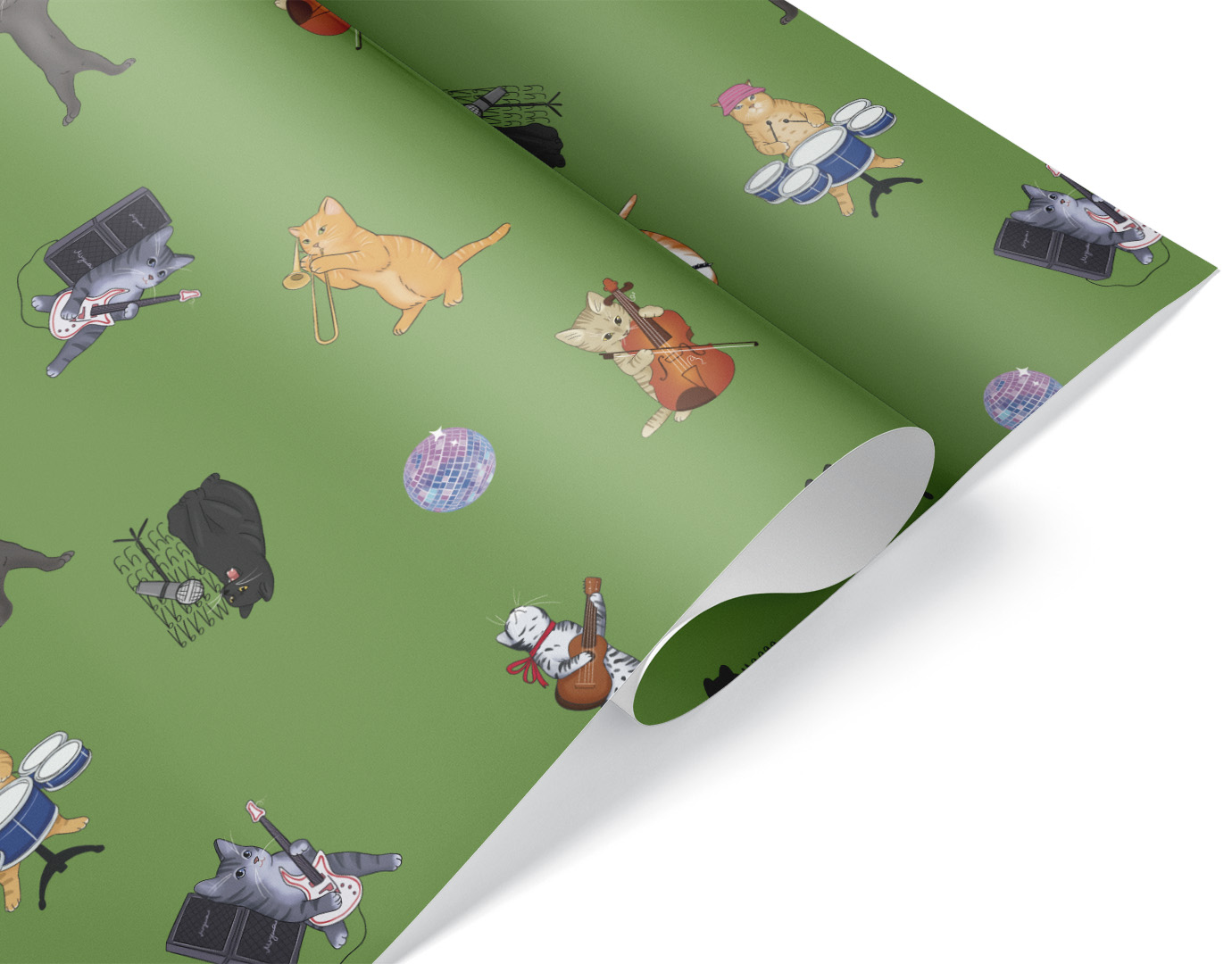 Упаковочная бумага 80гр (0,7*1 м) Музыкальные котики, 10 шт.