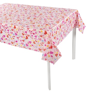 Скатерть одноразовая, Любимка, Сердца граффити, 120*180 см, 1 шт.