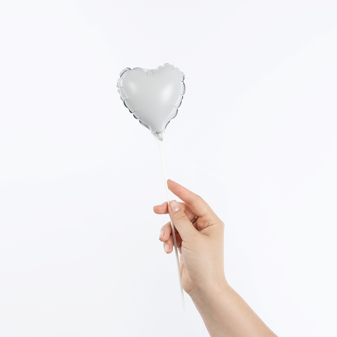 Шар с клапаном (5''/13 см) Микро-сердце, Белый, 1 шт.