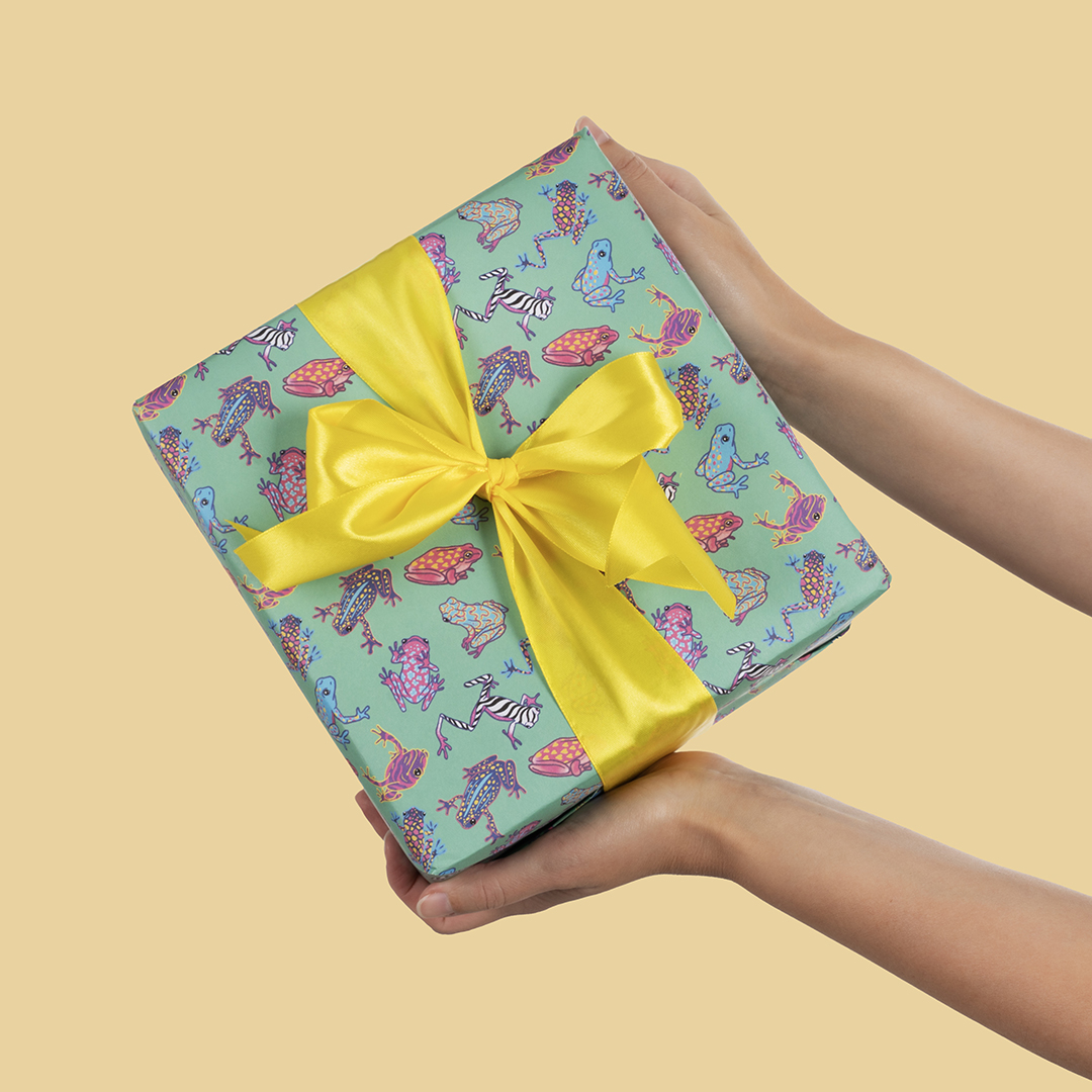 Упаковочная бумага 80гр (0,7*1 м) Веселые лягушки, 10 шт.