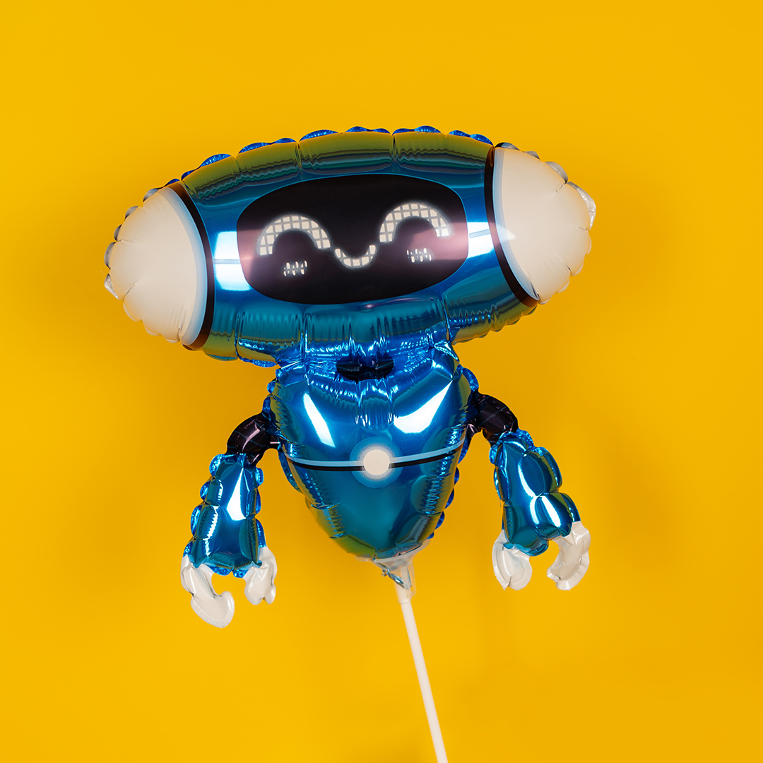 Шар (13''/33 см) Мини-фигура, Робот, Синий, 1 шт.