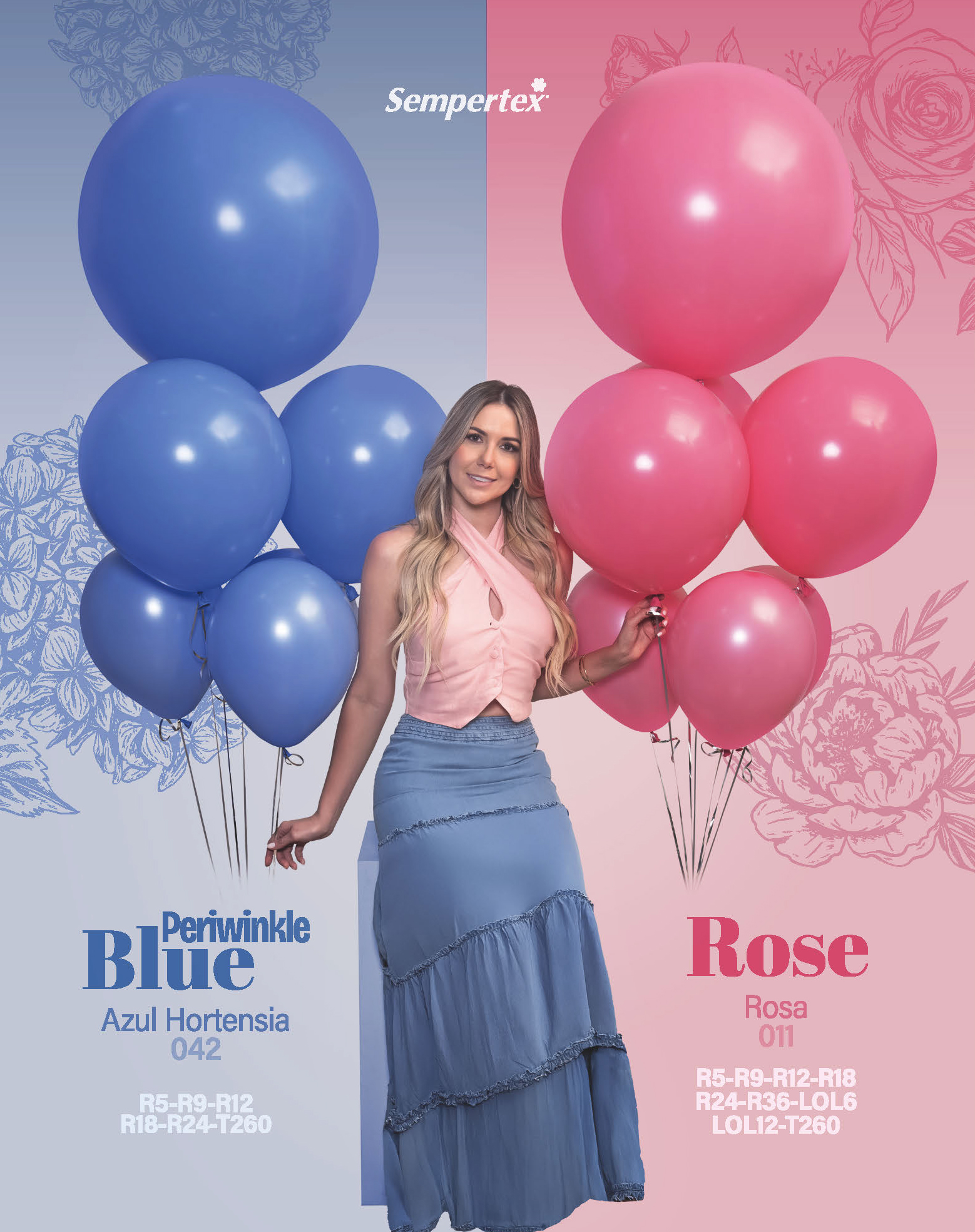 Шар (24''/61 см), Розовая роза (011), пастель, 3 шт.