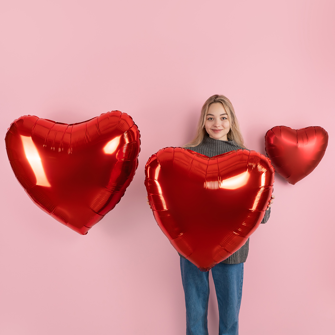 Шар (31''/79 см) Сердце, Красный, 1 шт.