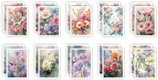 Набор мини-открыток, Цветы, Ассорти, 7*10 см, 20 шт.