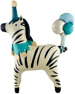 Шар (43''/109 см) Фигура 3D, Цирк, Зебра в колпачке, 1 шт. в уп.