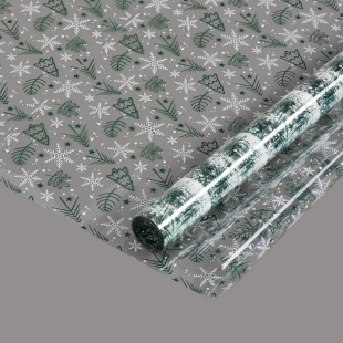 Упаковочная пленка 40мкм (0,68*7,5 м) Елочки, Зеленый, 1 шт.