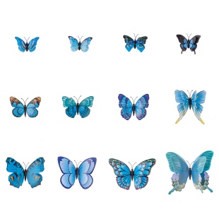 Декоративные бабочки на магните, Объемные, Голубой, 4,5-12 см*12 шт, 1 упак.