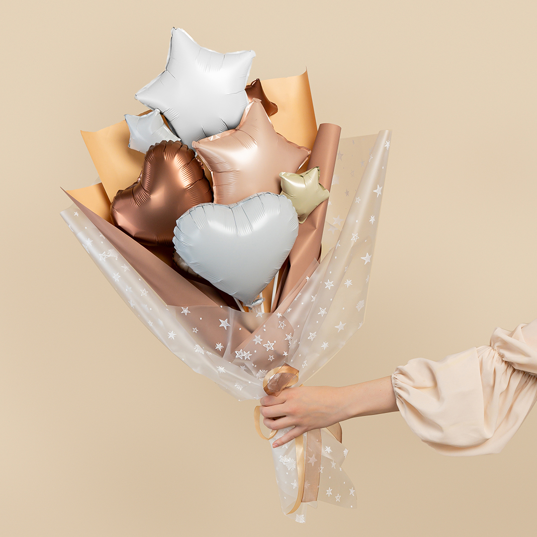 Шар с клапаном (10''/25 см) Мини-звезда, Белый, 1 шт.