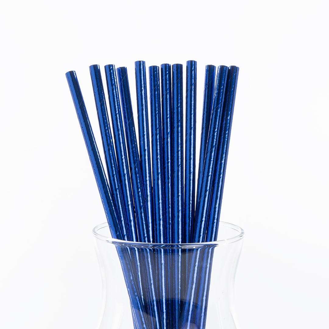 Трубочки для коктейлей, Синий, Металлик, 12 шт. в упак. 