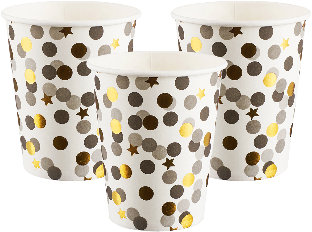 Стаканы (250 мл) Конфетти, Стильный микс, Металлик, 6 шт.