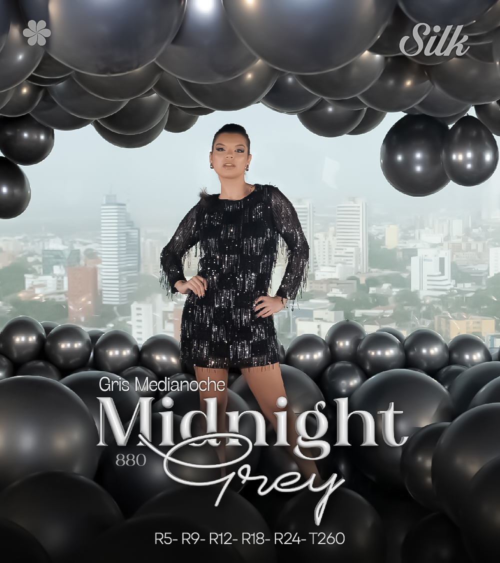 Шар (12''/30 см), Полуночный Серый (880), шелк, 12 шт.