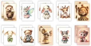 Набор мини-открыток, Милые зверята, Ассорти, 5*7 см, 20 шт.