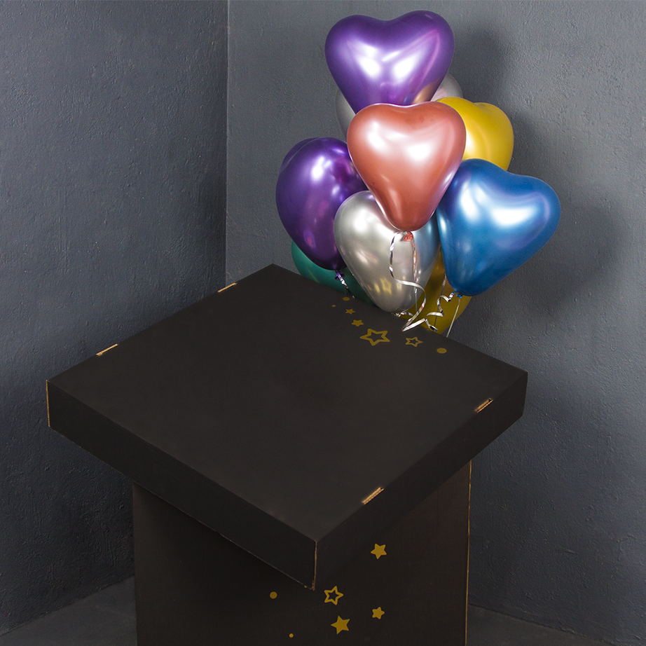 Шар (10''/25 см) Сердце, Синий, хром, 50 шт.