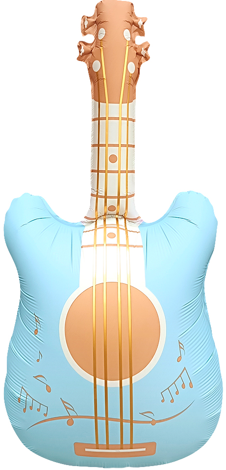 Шар (35''/89 см) Фигура, Гитара, Голубой, 1 шт. в уп.