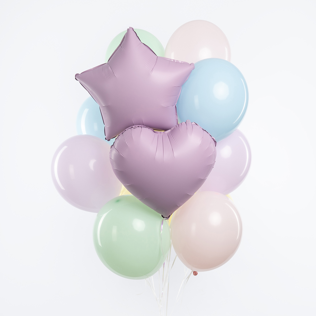 Шар (18''/46 см) Сердце, Сиреневый, Сатин, 1 шт.