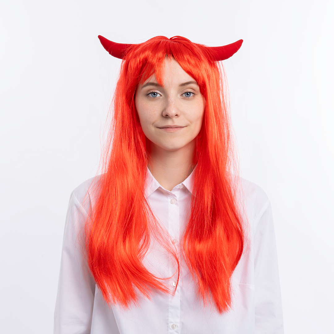 Парик карнавальный, 160 гр, Чертенок, Красный, 1 шт. в упак. 