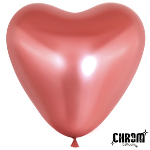Шар (10''/25 см) Сердце, Розовый, хром, 50 шт.