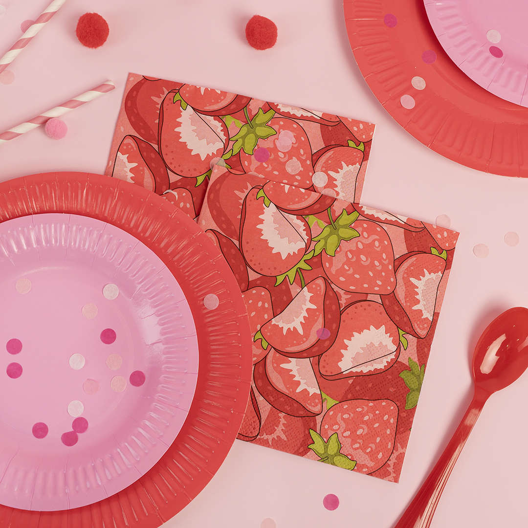 Сервировочные салфетки, Клубника, 33*33 см, 20 шт.